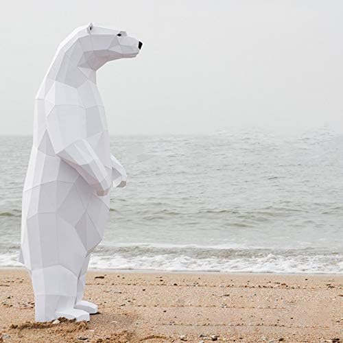 WLL-DP דוב קוטב נייר פסל DIY מלאכת נייר מראש בעבודת יד תלת מימד דגם נייר חיה דגם בית קישוט גיאומטרי