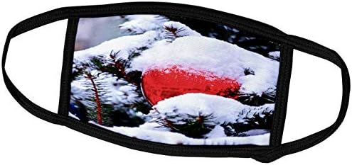 3 דרוז עץ חג מולד מכוסה שלג, כדור קישוט לזכוכית אדומה גדולה - כיסויי פנים