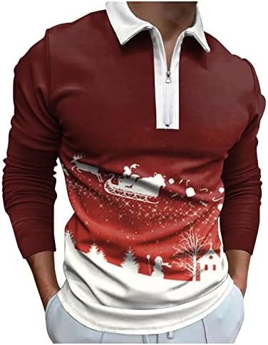 ג'ונג 'חולצות חג מולד מצחיקות חולצות שרוול ארוך שרוול ארוך חולצה רוכסן רזה כושר גולף מודפס גולף חיצוני