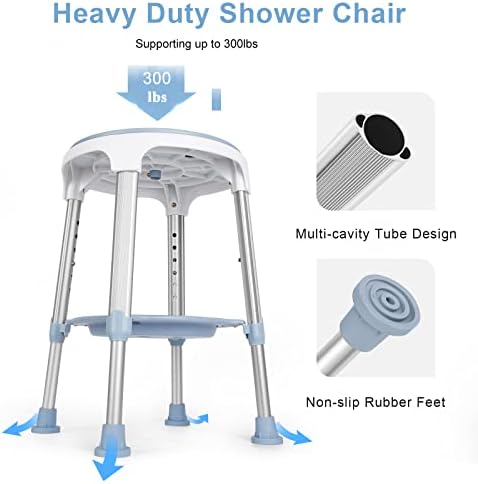 כיסא מקלחת ליצ ' וי למקלחת פנימית, שרפרפי מקלחת מסתובבים ללא כלים 300 פאונד, כיסא אמבטיה מתכוונן וספסל