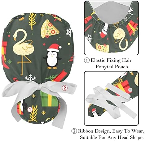 כובע עבודה מתכוונן עם כפתורים נצנצים דפוס אלמנט חג המולד כובע תחבושת אלסטית כובע אחורי
