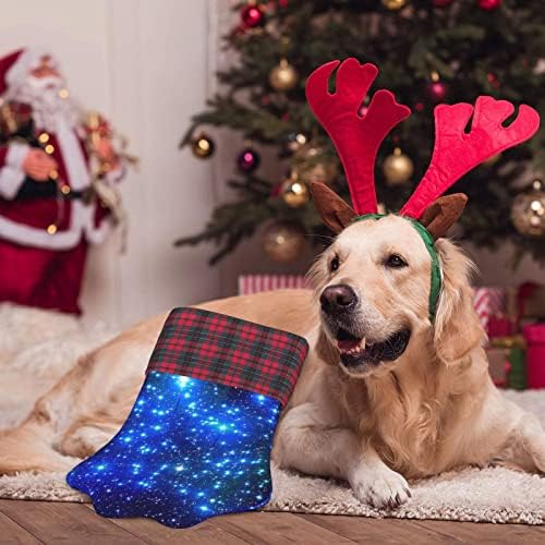 Dcehgew כחול כוכבים נוצצים מודפסים גרבי חג המולד המותאם אישית כפות כלב בצורת חג מולד גרב לחווה משפחת