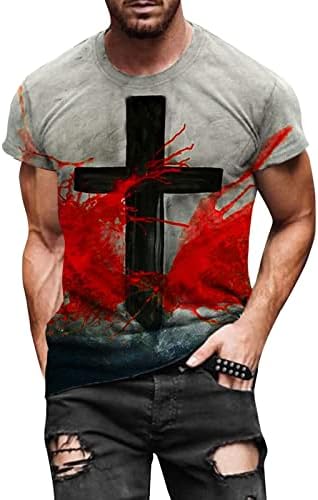 XXBR חולצות מזדמנות לגברים עניבות צבע צווארון צווארון שרוול קצר חולצות וינטג 'ציור שמן אמונה ישו צולב