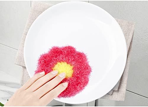 6 יח 'מקרצני כלים אקריליים בצורת פרחים, ספוג מטבח צבעוני מטליות צלחת לרשת לשטיפת כלים לבשול, אמבטיות,