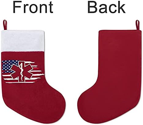 Weedkeycat דגל אמריקאי EMS Star of Life EMT חובש חובש הדפס גרבי חג המולד גרביים לתיקים לקישוט אח עץ