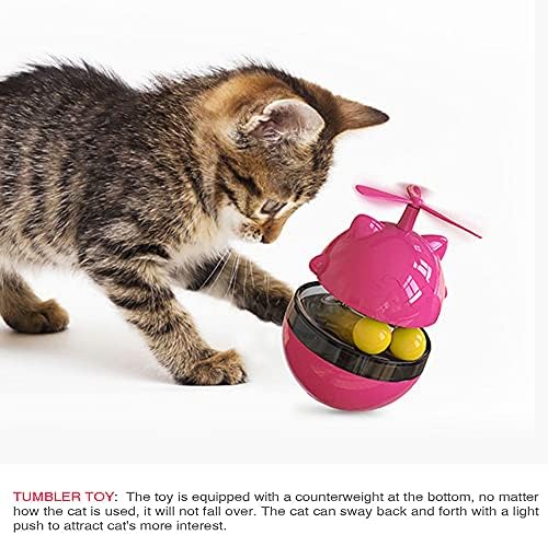 מכונת חטיף פטיפון של Ylast Tumbler Meow, כדור מתגלגל לחתולים, מעקב אחר חתול, צעצוע מדחף טחנת רוח, ניקוי