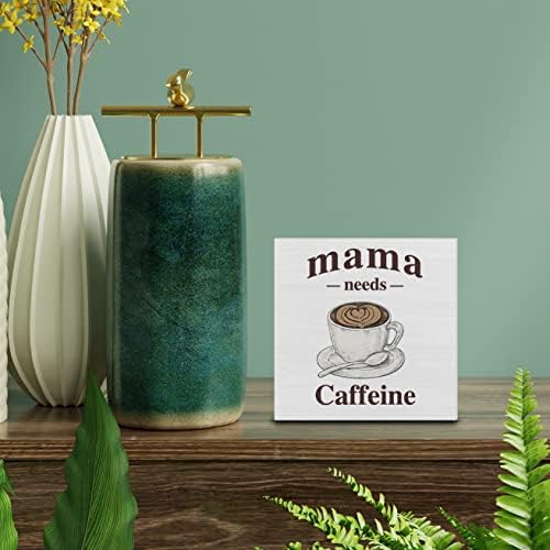 אימא קאנטרי זקוקה לקפאין קופסת עץ שלט עיצוב שולחן כתיבה קפה חובב קפאין קופסת עץ קופסת עץ כפרי מדף מטבח