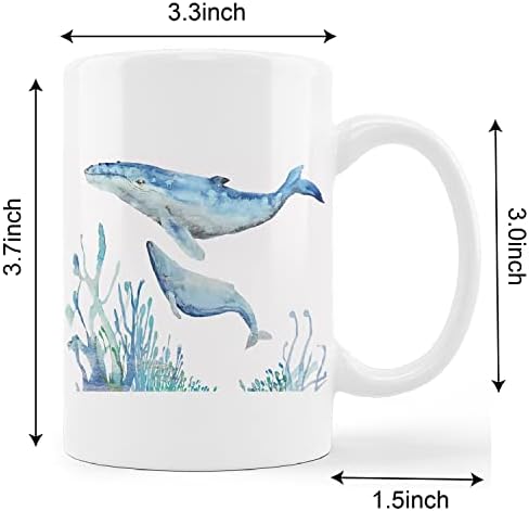 Kunlisa כוס ספל כריש בצבע מים, כרישי ים כרישים זוג קרמיקה ספל -111oz כוס ספל תה קפה, מתנות חובבי כריש,