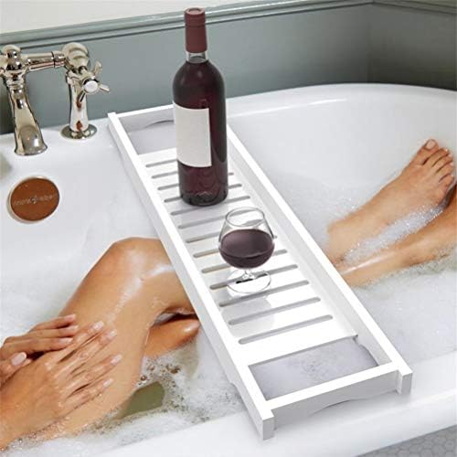 GSDNV מודרני לבן MDF מגש אמבטיה אמבטיה גשר מדף מדף מדף מארגן מחזיק זכוכית יין חטיף פירות טלפון נייד