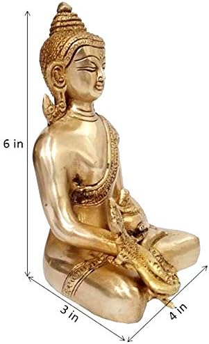 פליז פליז אלילי רפואה בודהה: פסל זהב וינטג 'מריפוי טיבטי