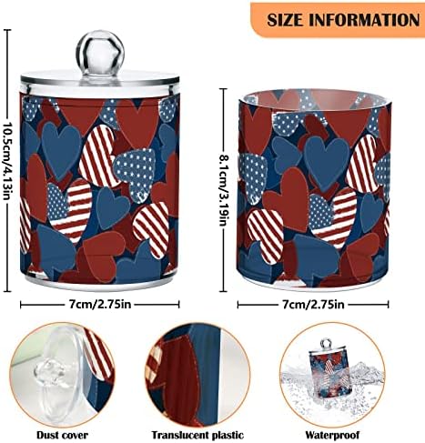 innewgogo דגל אמריקאי לב 2 חבילות מכות כותנה מחזיק כדורי כדורים מארגן מארגן צנצנות ברורות פלסטיק עם