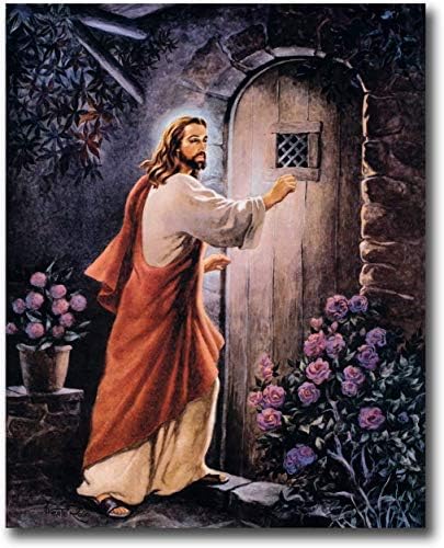 ישוע דופק על דלתך אמנות דתית הדפס מסגרת זהב + זכוכית 10x12 רעיון מתנה יפה