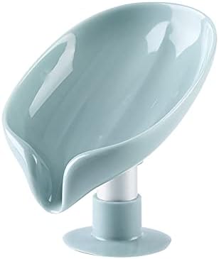 AAOTE עלה צורה מחזיק סבון מתנקז בעצמי עם כוס יניקה קופסת סבון יצירתי קופסת סבון נקי קל למקלחת לכיור