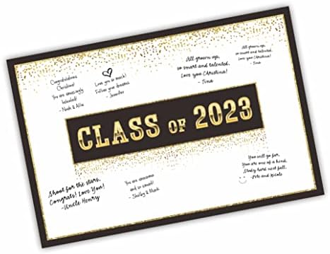 כרטיס חתימה גדול סיום לימודים שחור וזהב מחלקה של 2023 ספר אורחים אלטרנטיבי קישוטי סימן לחגיגת גראד,