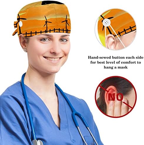 רפואי עבודה כובעים עם כפתורים, כותנה סרט זיעת נפוחה עניבת חזרה כובע נמר עיצוב