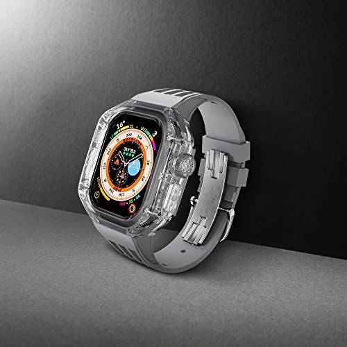 FKIMKF 49 ממ אולטרה מארז+רצועת שעון ספורט עבור Apple Watch Ultra Extrification Chodification CASE שקוף
