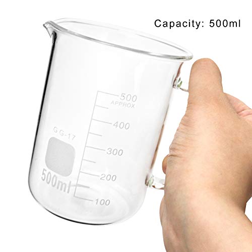 ספל כוסות 500 מיליליטר עם ידית, כוס מדידה מזכוכית בורוסיליקט