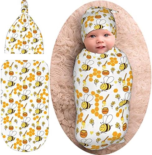 דבש דבורת דבורת תינוקות שמיכת שמיכה ספינה, תינוקת רכה ונמתחת מקבלת שמיכה ליילוד, גלישת שק חוטף לילד/ילדה