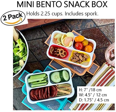 חבילה של קינשו של 2 מכולות חטיפים של קופסאות ארוחת צהריים מיני לילדים + קופסת בנטו עם תיק חבילות קרח
