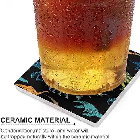 חופי דינוזאור של דינו דינו לשתות משקאות מחצלת כוס קרמיקה מרובעת עם בסיס פקק 6 יחידות