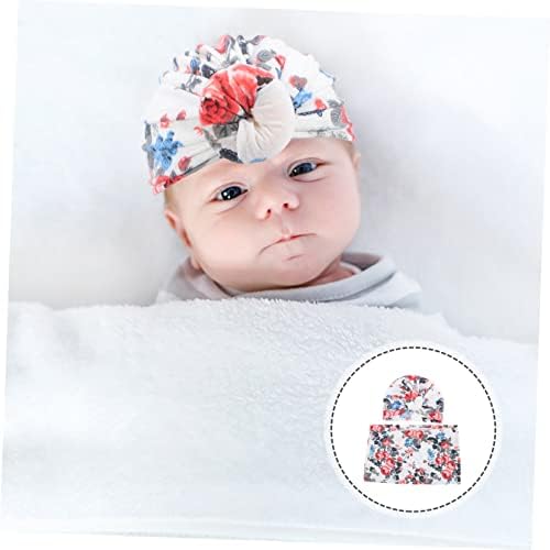 קיסנגל יילוד יולדת שמיכות תינוקות 5 סטים כובע פרחים מתנודד ותינוק פרחוני לתינוק מקבלת דפוס דפסה עם שמיכה