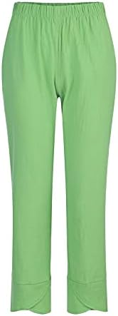 מכנסי רגל רחבים של MGBD מכנסיים מכנסיים מזדמנים מותניים גבוהים בתוספת פשתן גודל פשתן קיץ טרנדי טרופי