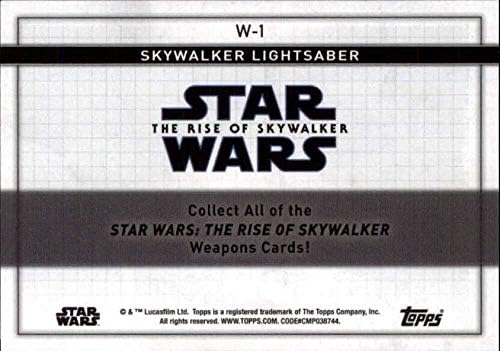 2020 Topps מלחמת הכוכבים עלייה של Skywalker Series 2 כלי נשק W-1 כרטיס מסחר של Skywalker Lightsaber