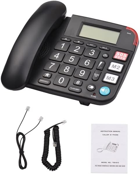 MXiaoxia שולחן עבודה טלפון קווי טלפון קבוע טלפון קבוע כפתור גדול עבור קשישים קשישים טלפון עם תצוגת LCD