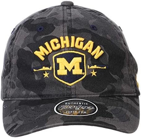 זפיר אוניברסיטת מישיגן לילה סיור הסוואה מתכוונן בייסבול כובע-שחור