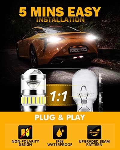Auxbeam 9012 נורות LED HIR2 וערכת משולבת 921 נורות LED, Plug & Play High Power Power Fellow Furning