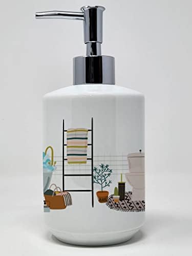 אוצרות קרוליין WDK5768SOAP פודל שחור במתקן סבון קרמיקה אמבטיה, מתקן סבון יד בקבוקי משאבה למטבח אמבטיה,