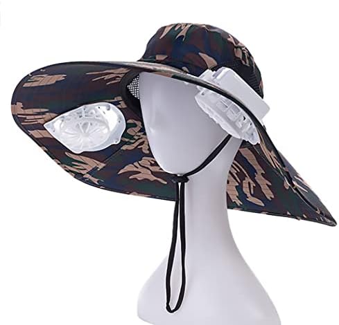 גברים של שמש כובע עם 2 מאוורר, קיץ קירור רחב שוליים דלי כובע, חוף כובע גן כובע, שמש + ספק כוח כפול