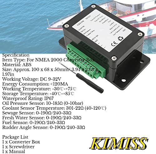 KIMISS עבור NMEA 2000 תיבת ממיר עד 13 חיישנים IP67 אטום למים ליאכטה ימית יאכטה DC 9-32V