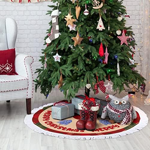 חצאית עץ חג המולד עם ציצית משובץ חג המולד 30 מחצלת עץ חג המולד חצאית עץ חורף סנטה קלאוס חג המולד קישוטים