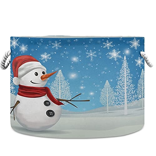 איש ויססוני שלג שמח עומד בחורף סלי כביסה לחג המולד באחסון בד אחסון קופסת אחסון קופסת אחסון מתקפלת על