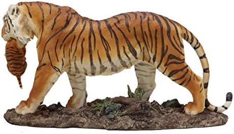 Ebros 14.25 רחב חיות בר גדול ומציאותיות בנגלי בנגל כתום נמר אם נושאת פסל גור הודי ג'ונגל נמרים ענקית