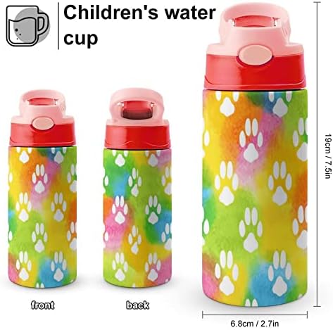 צבעי מים כלבים טביעת טביעת נירוסטה בקבוק מים מבודד עם מכסה קש אטום דליפה וידית נסיעות כוס 16 גרם