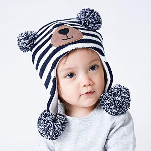 שיר צ'ינג תינוק פעוט חורף חורף פום פום כובע עם דשי אוזניים ילד פליס כובעי כפה סרוגים