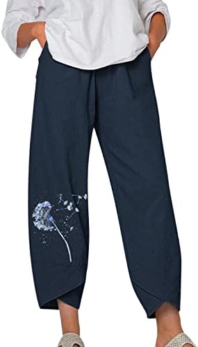 מכנסיים לבושים לנשים 2023, מכנסי קאפרי פשתן קלים לנשים עם כיסים קצוצים מכנסי קיץ רופפים