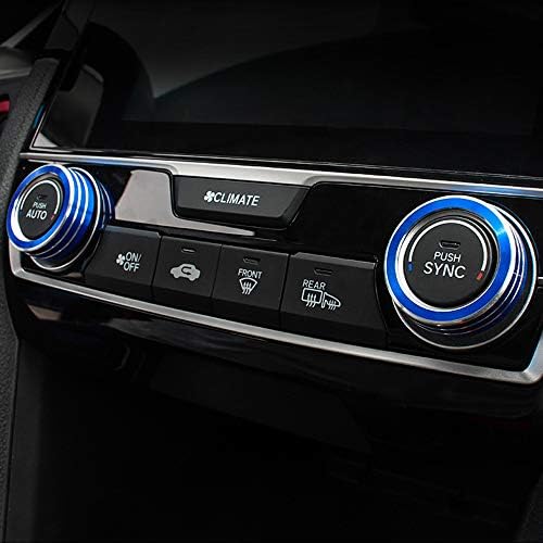 Boyuer 2PCS קונסולת מרכז מכוניות אלומיניום AC כיסוי כפתור כפתור מיזוג אוויר עבור הונדה סיוויק 2017