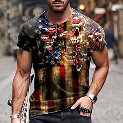 XXBR Mens Mens Patriotic Patriotier חולצות שרוול קצר, 4 ביולי דגל אמריקה דגל גרפי צמרות שריר קיץ דק