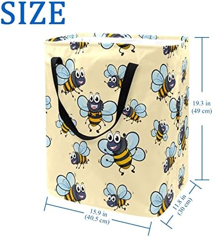 קריקטורה חמודה צהוב חרקים דבורים דפוס הדפסת סל כביסה מתקפל, 60 ליטר עמיד למים סלי כביסה סל כביסה בגדי