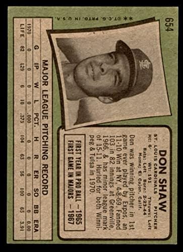 1971 Topps 654 Don Shaw St. Louis Cardinals Ex Cardinals