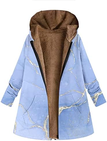 Cokuera נשים טרנדיות הדפסת רוכסן ארוך מעיל עם קפיסה מעיל סווטשירט סתיו קל משקל קל קרדיגן קדמי פתוח גברת