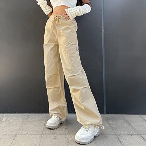 מכנסי מטען נמוך של המותניים המותניים במותניים בצבע מוצק מזדמן Harajuku Vintage Y2K נמוך עלייה רץ ג'וגי