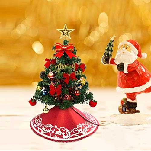 חצאית עץ עץ Vorcool חצאית עץ חג המולד, שטיח עץ עיצוב אדום, קישוט עץ חג המולד לחג לחג המולד של מפלגת