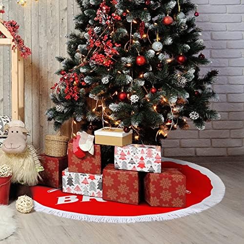 ביליארד הדפיס חצאית עץ חג המולד עם ציצית למסיבת חג מולד שמח תחת עץ חג המולד