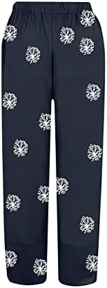מכנסי קאפרי קיץ לנשים כותנה מזדמנים פשתן רחבה שרציית רגליים שולי צבעים במותניים גבוהות מכנסיים קצוצים
