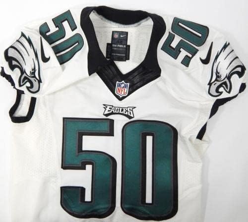 2014 Philadelphia Eagles Alex McCalister 50 משחק השתמשו בג'רזי לבן 42 DP29208 - משחק NFL לא חתום בשימוש
