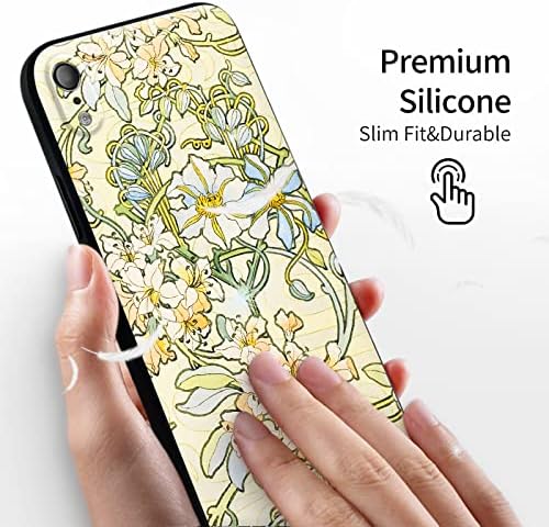 תואם למארז ה- iPhone XR Cated Art Silicone עם עיצוב לנשים דפוס פרחים פרחוני עם מגן מסך